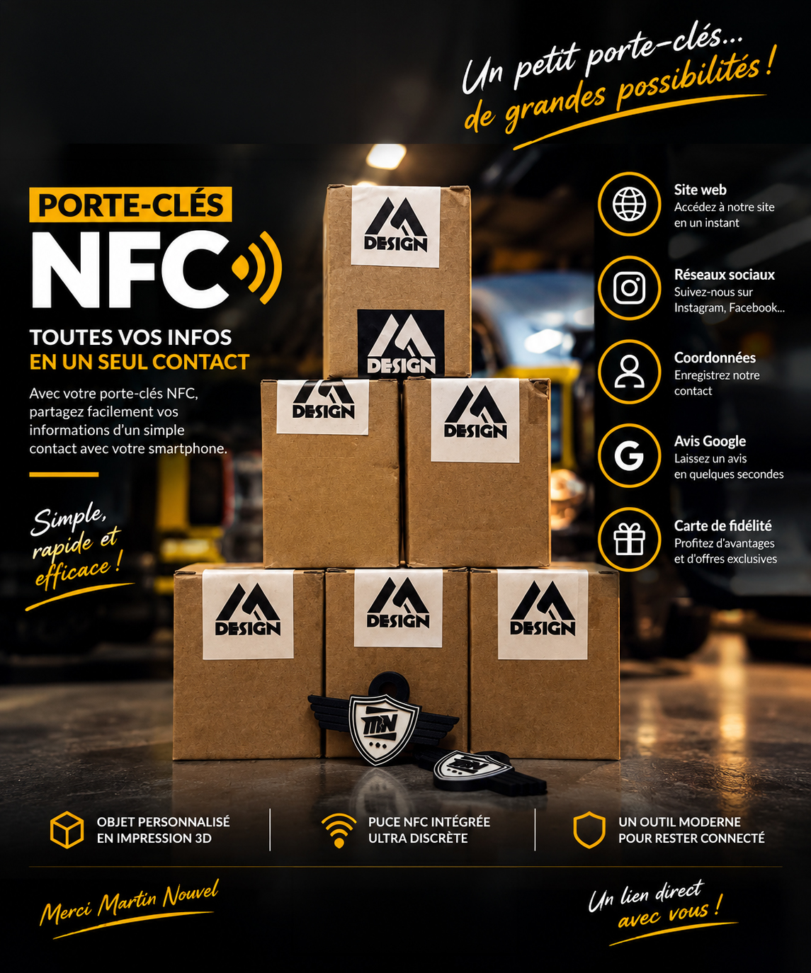 Objets personnalisés réalisés pour Martin Nouvel
